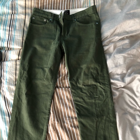 olive selvedge denim